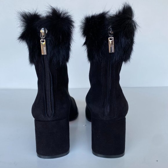 NIB SCHUTZ KETLYN RABBIT FUR SUEDE BLACK BOOTIE SZ 5.5B 6.5B 7.5B 8B 9.5B - Picture 4 of 10